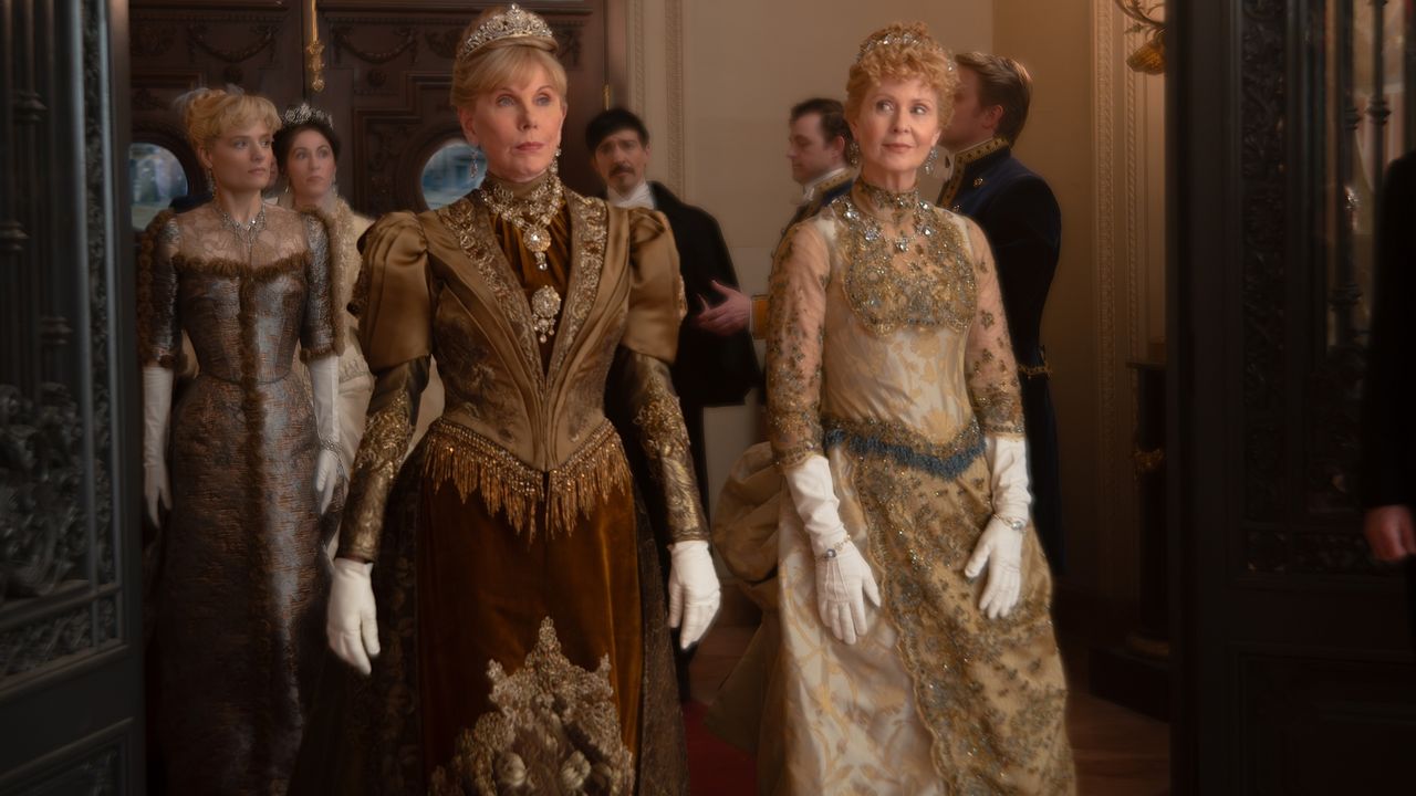 Christine Baranski as Agnes van Rhijn and Cynthia Nixon as Ada Brook in The Gilded Age season four.