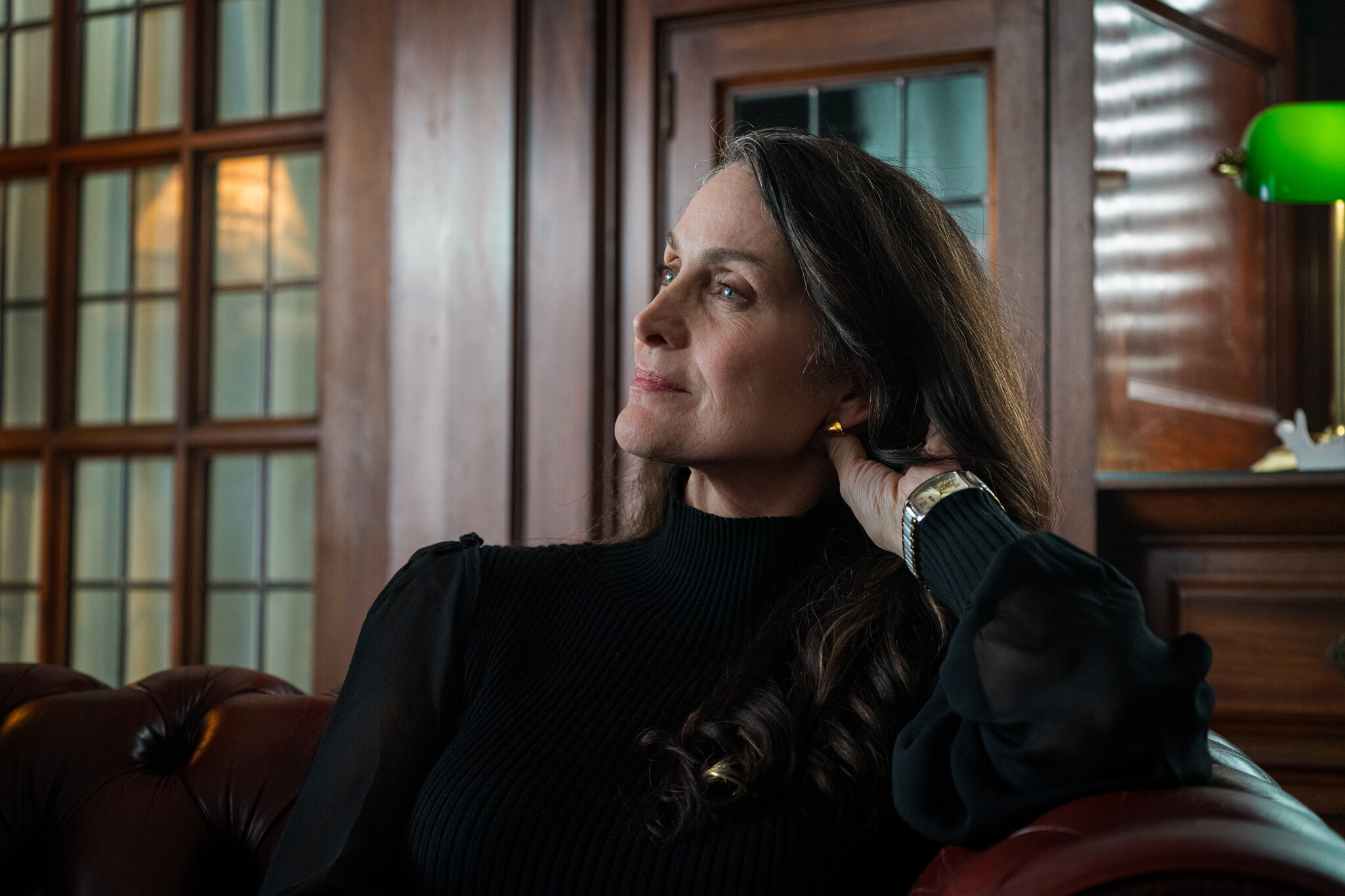 Carrie-Anne Moss as Katherine in an official Yaga production photograph.